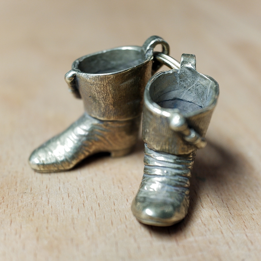 Lost Wax Cast Brass Elephant's Boots Keyring