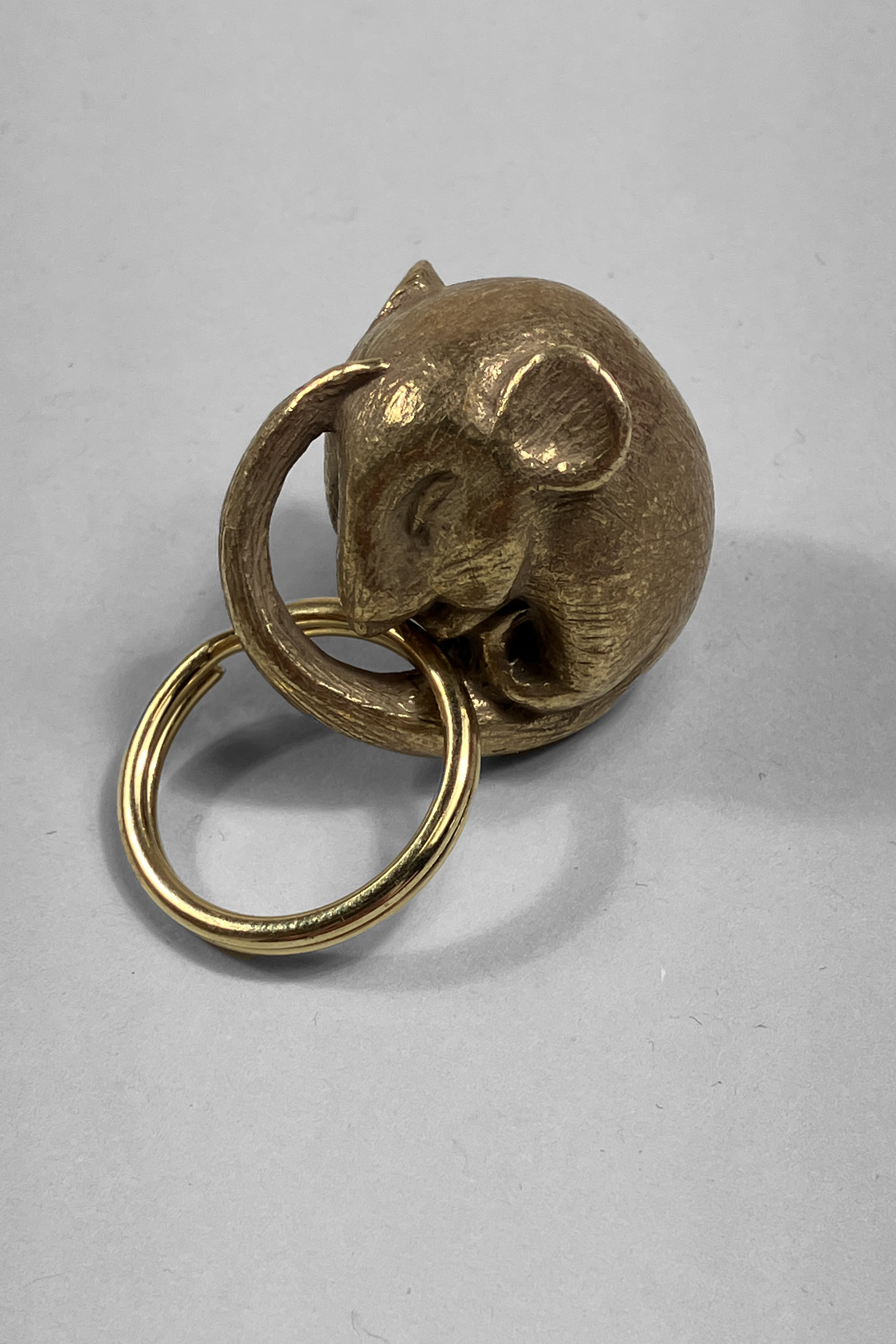 Lost Wax Cast Brass Dormouse Keyring image 1